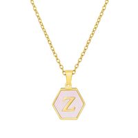 Fashion Letter Titanium Steel Inlaid Shell Necklace 1 Piece sku image 26