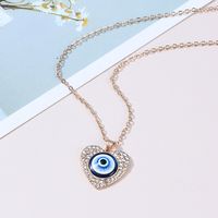 Fashion Devil's Eye Heart Shape Alloy Plating Inlay Rhinestones Women's Pendant Necklace 1 Piece sku image 1