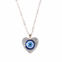 Fashion Devil's Eye Heart Shape Alloy Plating Inlay Rhinestones Women's Pendant Necklace 1 Piece main image 3