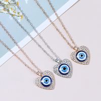 Fashion Devil's Eye Heart Shape Alloy Plating Inlay Rhinestones Women's Pendant Necklace 1 Piece main image 1
