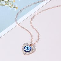 Fashion Devil's Eye Heart Shape Alloy Plating Inlay Rhinestones Women's Pendant Necklace 1 Piece sku image 3