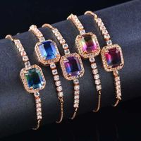 Simple Style Square Alloy Plating Inlay Rhinestones Women's Bracelets 1 Piece main image 6