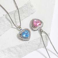Simple Style Heart Shape Copper Hollow Out Inlay Zircon Pendant Necklace 1 Piece main image 5