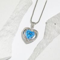 Simple Style Heart Shape Copper Hollow Out Inlay Zircon Pendant Necklace 1 Piece sku image 5