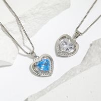 Simple Style Heart Shape Copper Hollow Out Inlay Zircon Pendant Necklace 1 Piece main image 4