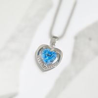 Simple Style Heart Shape Copper Hollow Out Inlay Zircon Pendant Necklace 1 Piece sku image 2