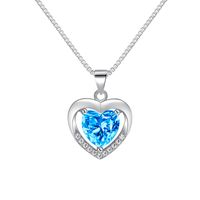 Simple Style Heart Shape Copper Hollow Out Inlay Zircon Pendant Necklace 1 Piece main image 3