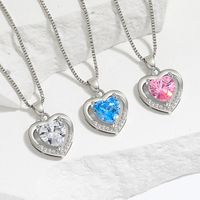 Simple Style Heart Shape Copper Hollow Out Inlay Zircon Pendant Necklace 1 Piece main image 6