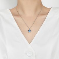 Simple Style Heart Shape Copper Hollow Out Inlay Zircon Pendant Necklace 1 Piece main image 2
