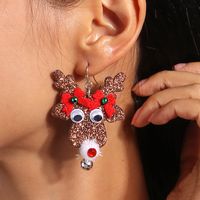 1 Pair Cute Deer Patchwork Mixed Materials Drop Earrings main image 1