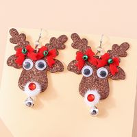 1 Pair Cute Deer Patchwork Mixed Materials Drop Earrings sku image 1