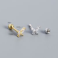 Fashion Butterfly Silver Inlay Zircon Ear Studs 1 Pair main image 2