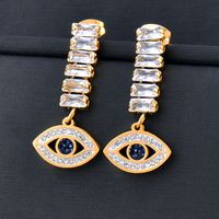 Fashion Devil's Eye Titanium Steel Inlay Inlaid Gold Zircon Drop Earrings 1 Pair sku image 2