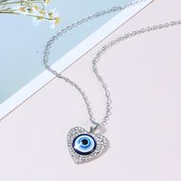 Fashion Devil's Eye Heart Shape Alloy Plating Inlay Rhinestones Women's Pendant Necklace 1 Piece sku image 2