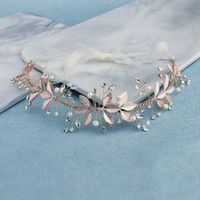 New Forest Simple Branches And Leaves Headdress Ride Wedding Handmade Rhinestone Headband Pearl Hair Band  Wholesale Nihaojewelry sku image 3