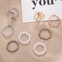 Fashion Butterfly Metal Beaded Artificial Pearls Women's Rings 4 Piece Set main image 5