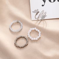 Fashion Butterfly Metal Beaded Artificial Pearls Women's Rings 4 Piece Set main image 3