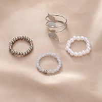 Fashion Butterfly Metal Beaded Artificial Pearls Women's Rings 4 Piece Set sku image 2