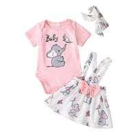Cute Short-sleeved Romper Cartoon Summer New Baby Dress 2-piece Set sku image 8