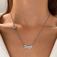 Simple Style Letter Butterfly Stainless Steel Plating Necklace 1 Piece main image 1