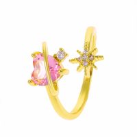 Sweet Heart Shape Alloy Inlay Rhinestones Women's Open Ring main image 3