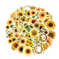 Cute Sunflower Stickers 50 Sheets Notebook Water Cup Artistic Stickers sku image 1