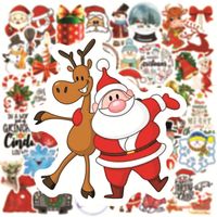 Pegatinas Decorativas De Dibujos Animados Bonitos Navidad Santa Claus Graffiti Colorido 50pcs main image 3