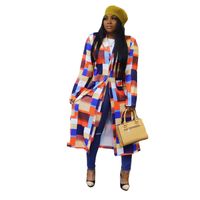 Women's Fashion Plaid Printing Patchwork Double Breasted Coat Coat main image 2