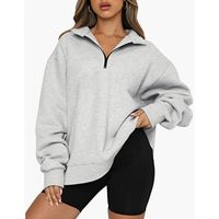 Femmes Sweat À Capuche Manche Longue Hoodies Et Pulls Molletonnés Fermeture Éclair Décontractée Couleur Unie main image 5