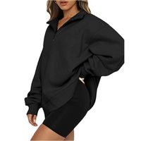 Femmes Sweat À Capuche Manche Longue Hoodies Et Pulls Molletonnés Fermeture Éclair Décontractée Couleur Unie main image 3