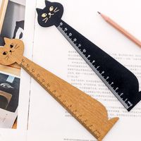 Cute Creative Cat Wooden Ruler 15cm Scale Student Stationery Wholesale main image 3