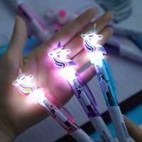 Creative Cartoon Unicorn Cute 0.5mm Luminescent Ballpoint Pen 1pcs main image 6