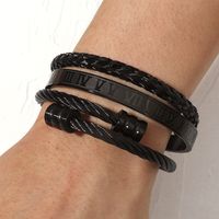 Style Simple Lettre Couleur Unie Acier Au Titane Placage Bracelet 1 Jeu main image 6