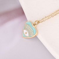 Fashion Heart Shape Eye Stainless Steel Titanium Steel Enamel Plating Pendant Necklace 1 Piece sku image 2