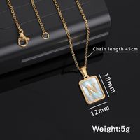 Simple Style Letter Square Titanium Steel Plating Inlay Shell Pendant Necklace 1 Piece main image 5