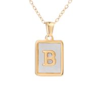 Simple Style Letter Square Titanium Steel Plating Inlay Shell Pendant Necklace 1 Piece sku image 2
