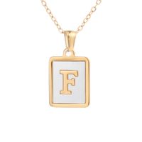 Simple Style Letter Square Titanium Steel Plating Inlay Shell Pendant Necklace 1 Piece sku image 4