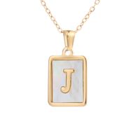 Simple Style Letter Square Titanium Steel Plating Inlay Shell Pendant Necklace 1 Piece sku image 14