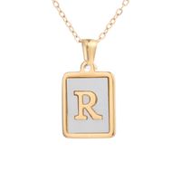 Simple Style Letter Square Titanium Steel Plating Inlay Shell Pendant Necklace 1 Piece sku image 7