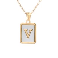 Simple Style Letter Square Titanium Steel Plating Inlay Shell Pendant Necklace 1 Piece sku image 22