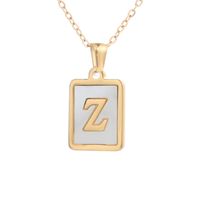 Simple Style Letter Square Titanium Steel Plating Inlay Shell Pendant Necklace 1 Piece sku image 26