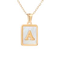 Simple Style Letter Square Titanium Steel Plating Inlay Shell Pendant Necklace 1 Piece main image 2