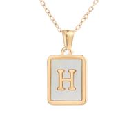 Simple Style Letter Square Titanium Steel Plating Inlay Shell Pendant Necklace 1 Piece sku image 12