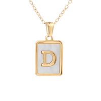Simple Style Letter Square Titanium Steel Plating Inlay Shell Pendant Necklace 1 Piece sku image 3