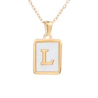 Simple Style Letter Square Titanium Steel Plating Inlay Shell Pendant Necklace 1 Piece sku image 15
