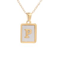 Simple Style Letter Square Titanium Steel Plating Inlay Shell Pendant Necklace 1 Piece sku image 18