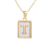 Simple Style Letter Square Titanium Steel Plating Inlay Shell Pendant Necklace 1 Piece sku image 20