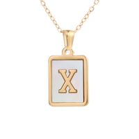 Simple Style Letter Square Titanium Steel Plating Inlay Shell Pendant Necklace 1 Piece sku image 24