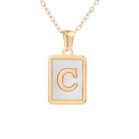 Simple Style Letter Square Titanium Steel Plating Inlay Shell Pendant Necklace 1 Piece sku image 9