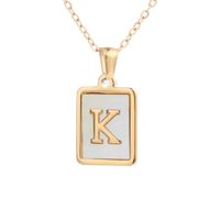Simple Style Letter Square Titanium Steel Plating Inlay Shell Pendant Necklace 1 Piece sku image 5